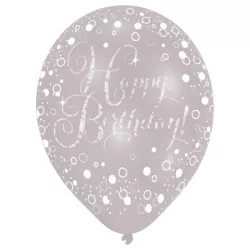 Set di Palloncini Happy Birthday, 6 palloncini in lattice