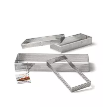 Perforated tart and quiche ring rectangle 19 x 8 x 2 cm