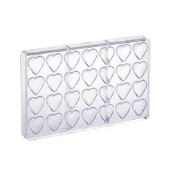 Praline mold heart with wave pattern, 28 chocolates