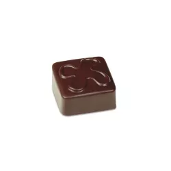 Pralinenform Quadrat mit Blatt, 18 Pralinen