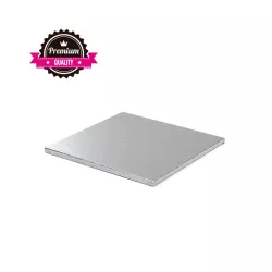 Piatto per torta quadrato extra resistente argento 20 x 20 x 1.2 cm
