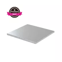 Piatto per torta quadrato extra resistente argento 30 x 30 cm