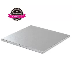 Piatto per torta quadrato extra resistente argento 40 x 40 cm