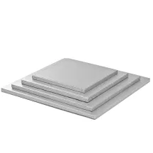 Piatto per torta quadrato extra resistente argento 25 x 25 cm