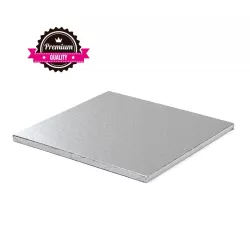 Piatto per torta quadrato extra resistente argento 35 x 35 cm