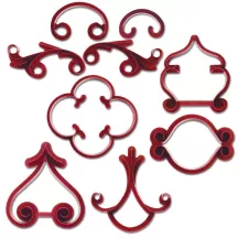 Set per goffratura ornamenti a viticci, 9 pezzi