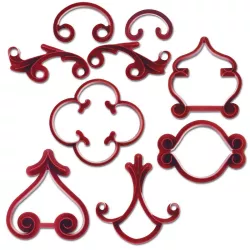 Set per goffratura ornamenti a viticci, 9 pezzi