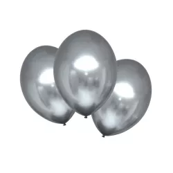 Luftballons Metallic Silber, 6er-Pack (Ø 27.5 cm)