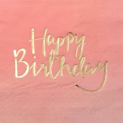 Happy Birthday Servietten Pink, 20 Stück