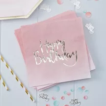 Happy Birthday napkins pink, 20 pieces