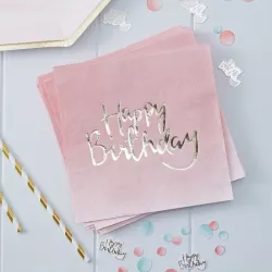 Tovaglioli Happy Birthday Pink, 20 pezzi