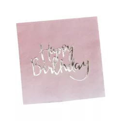 Happy Birthday Servietten Pink, 20 Stück