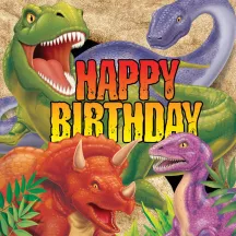 Happy Birthday dinosaur napkins, 16 pieces