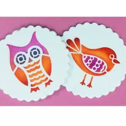 Schablonen Eule & Vogel, 2 Stück