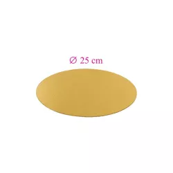 Thin round golden cake boards - 25 cm