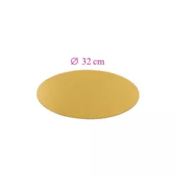 Thin round golden cake boards - 32 cm