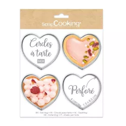 Perforated cake rings heart, 4 pieces
