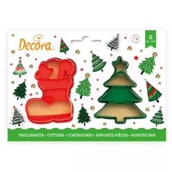 Christmas tree and boot cookie cutters