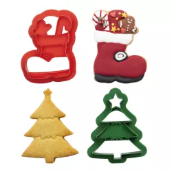 Christmas tree and boot cookie cutters