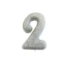 Candela numerata 2 Glitter Argento