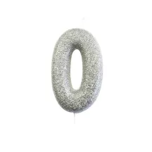 Bougie numérotée 0 argent scintillant