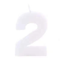 Candela di compleanno Numero 2 Bianco