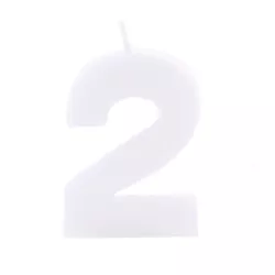 Candela di compleanno Numero 2 Bianco