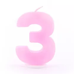 Candela di compleanno Numero 3 Rosa