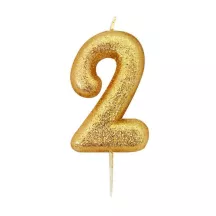 Bougie numéro 2 or scintillant