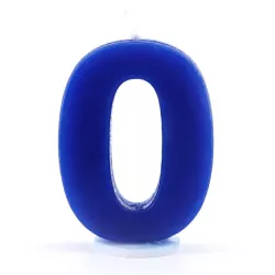 Number candle zero blue
