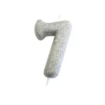 Bougie numéro 7 argent scintillant
