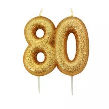 Bougie numérotée 80 or scintillant