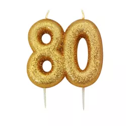 Zahlenkerze 80 Gold Glitzer