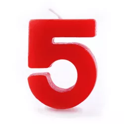 Birthday candle number 5, red