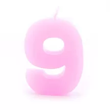 Bougie pour gâteau Chiffre 9 Rose