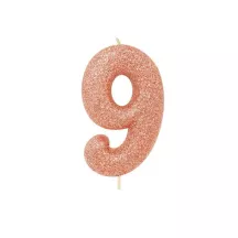 Candela numerata 9 Glitter Oro Rosa