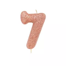 Number candle 7 rose gold glitter