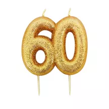 Zahlenkerze 60 Gold Glitzer