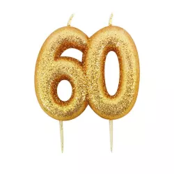 Zahlenkerze 60 Gold Glitzer