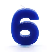 Bougie d'anniversaire numéro 6, bleu