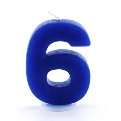 Geburtstagskerze Zahl 6, Blau
