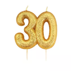 Zahlenkerze 30 Gold Glitzer