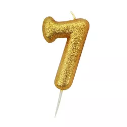 Bougie numéro 7 or scintillant
