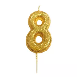 Zahlenkerze 8 Gold Glitzer