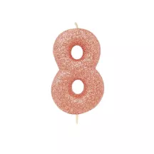 Candela numerata 8 Glitter Oro Rosa