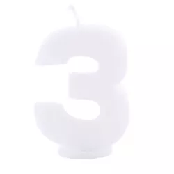 Birthday candle number 3 white