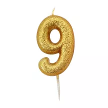 Candela numerata 9 Glitter Oro