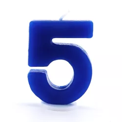 Birthday candle number 5, blue