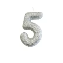 Candela numerata 5 Argento Glitter