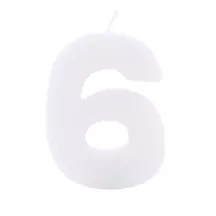 Birthday candle number 6 white